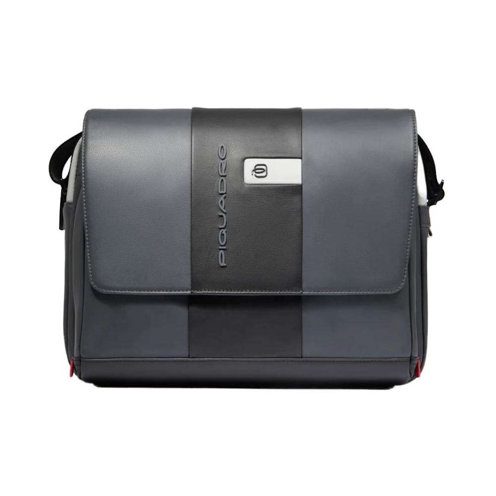 Piquadro Herren Grau Messenger Umhängetasche Mit Ausgepolstertem Laptop-Fach Und Tasche Für Airpods®, Rfid-Geschützt