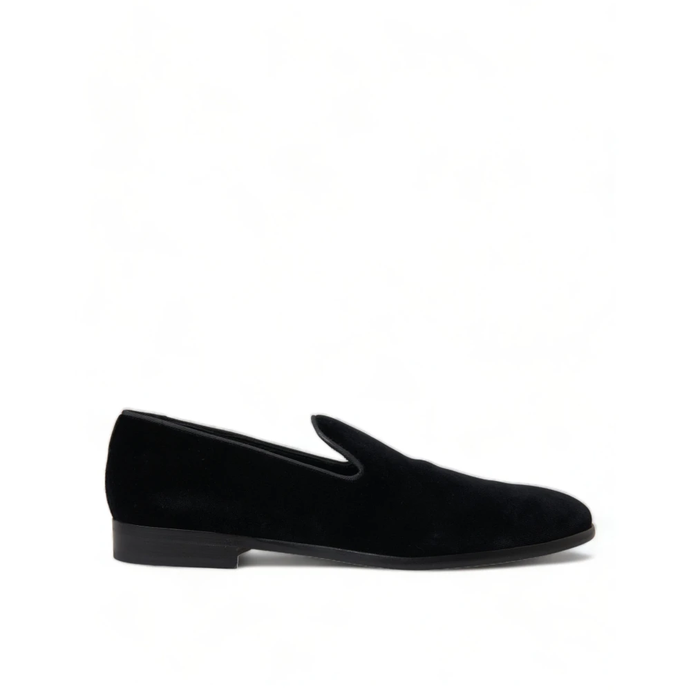 Dolce & Gabbana Men's Black Loafers, 6 Uk, Elevated Velvet Loafers For
