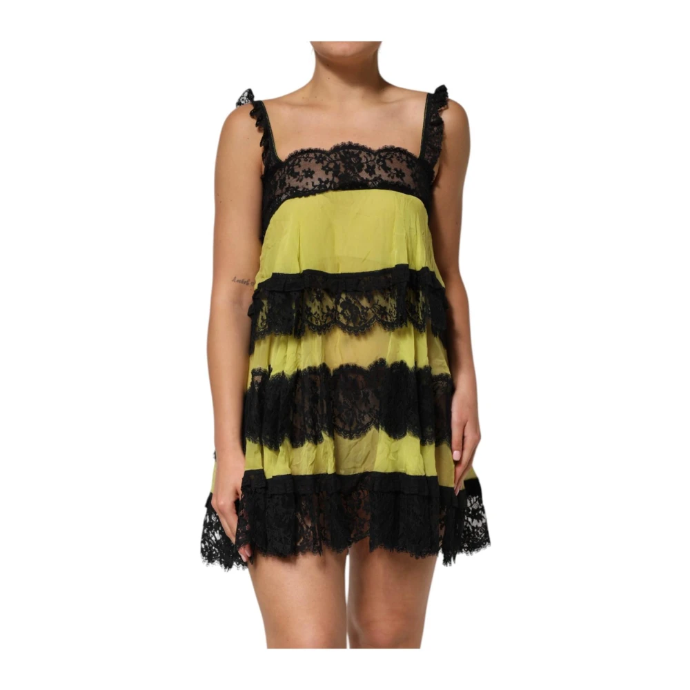 Dolce & Gabbana Women's Silk Floral Lace Lingerie Chemise Babydoll Dress With Back Zipper