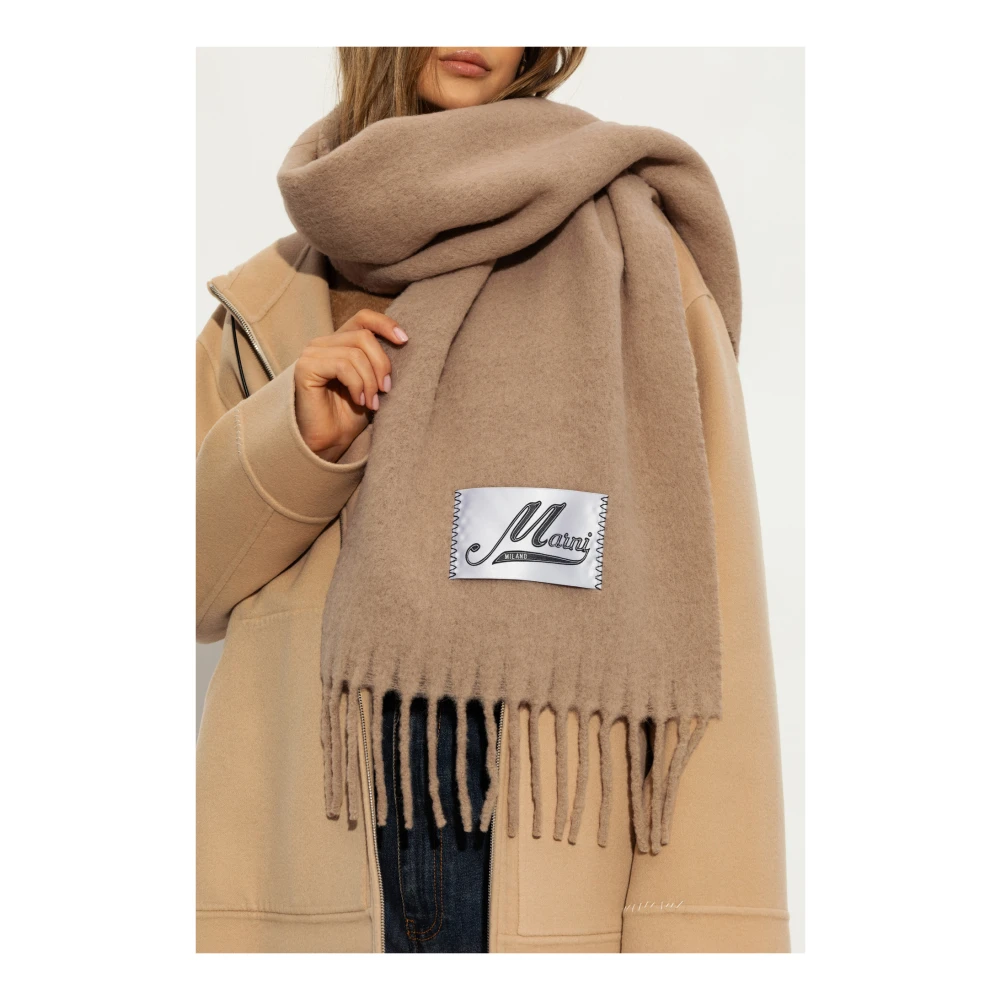 Marni Wollen sjaal met franjes Beige Dames