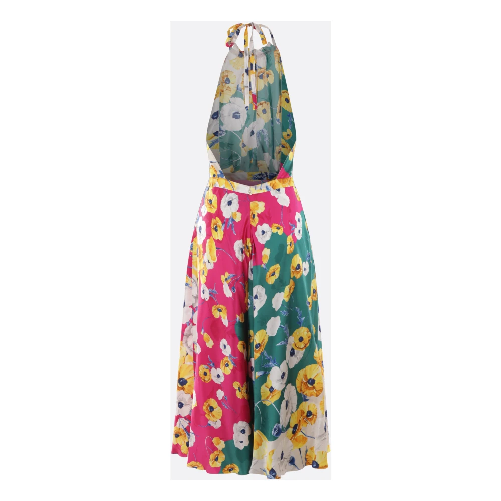 Raquel Diniz Bloemenzijden jurk met open rug Multicolor Dames