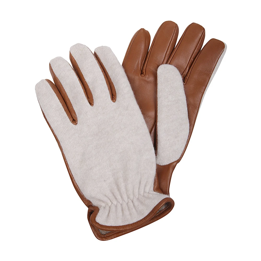 Eleventy Nappa en Cashmere Handschoenen Brown Unisex