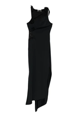 Svart Spetspanel Asymmetrisk Hem Topp