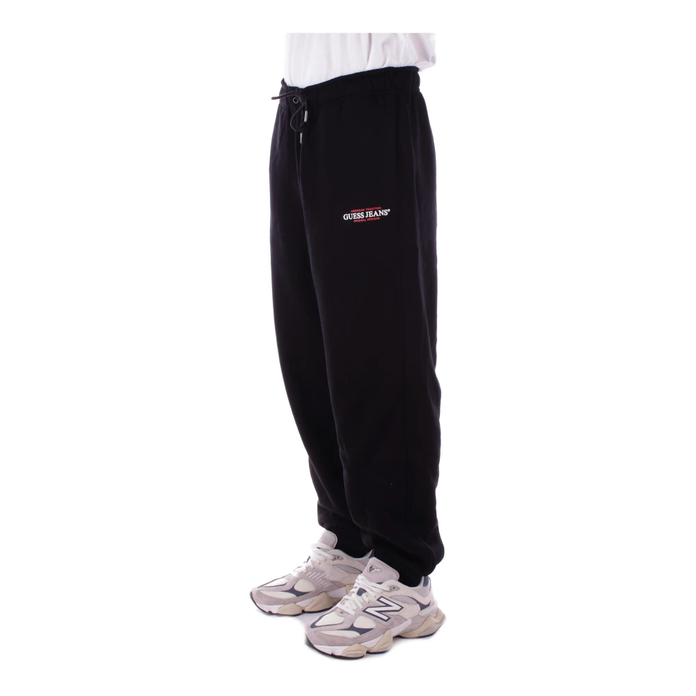 Guess Zwarte Logo Voor Trekkoord Broek Black Heren