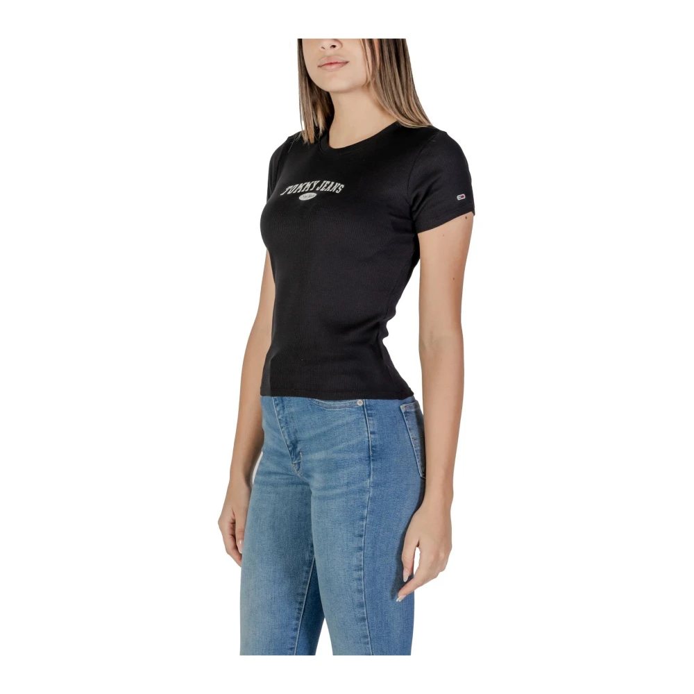Tommy Jeans Zwarte Katoenen Crew Neck Tee Black Dames
