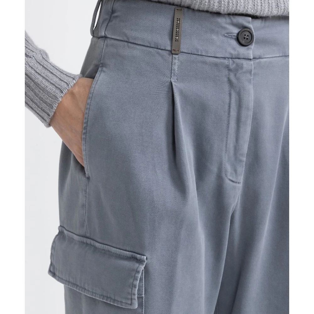 PESERICO Cargo katoenen sportbroek met zakken Gray Dames