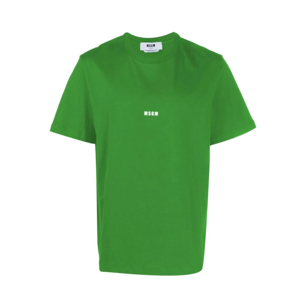 Msgm Men's Green Cotton T-Shirt For