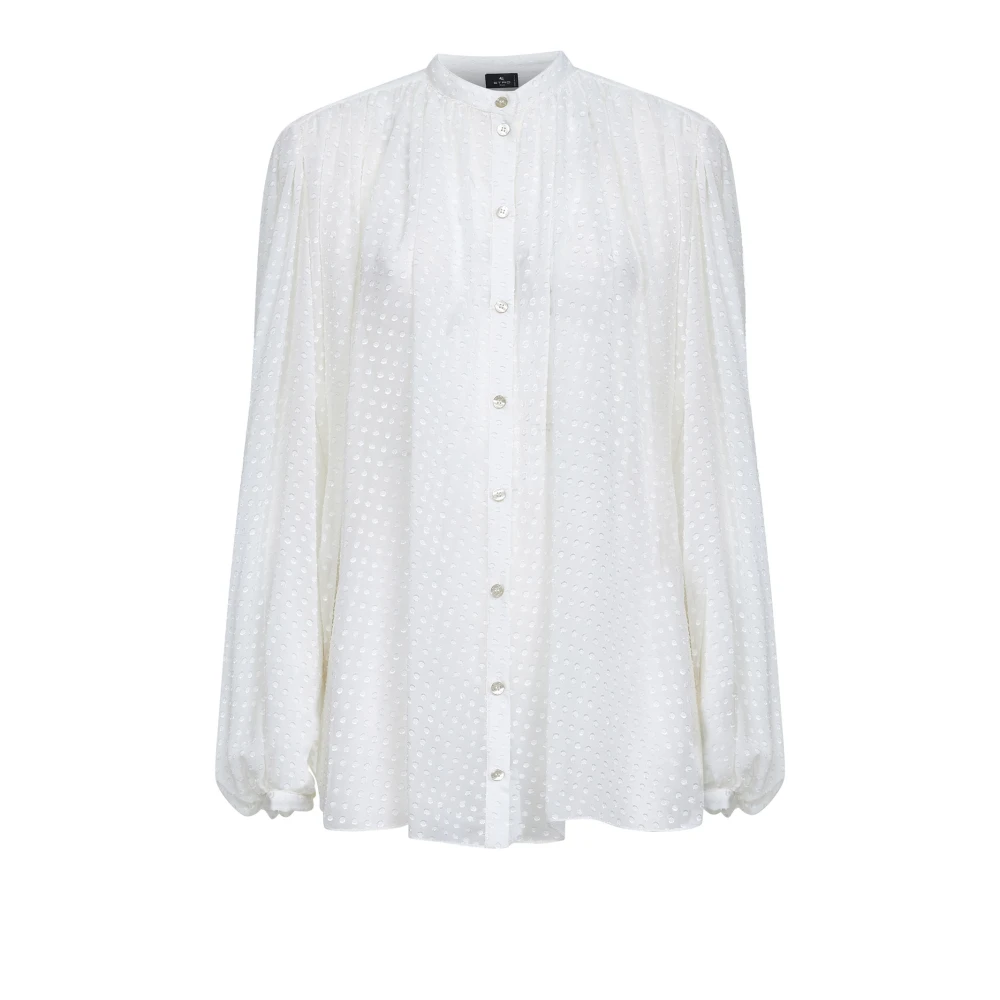 Etro Pleated Silk Blend Shirt - Female - Shirts - White - M - Blouses & Shirts