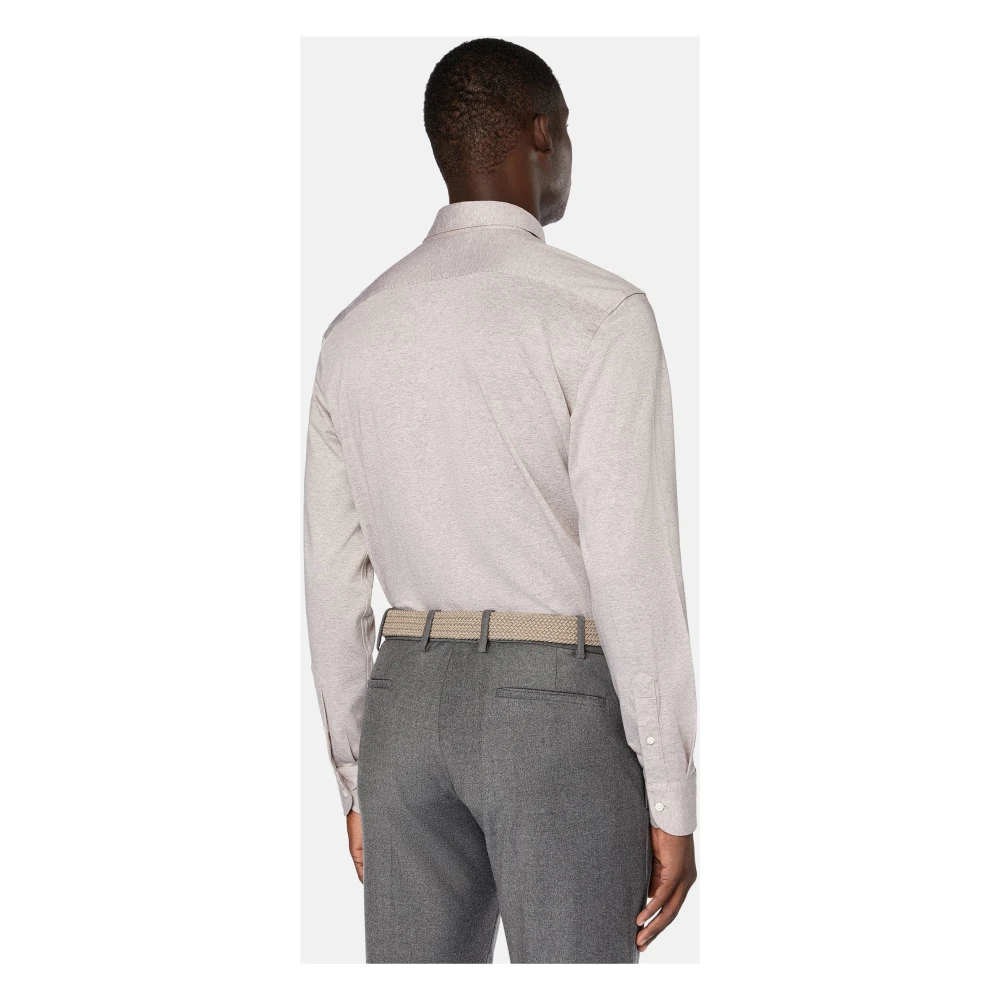 Boggi Milano Regular Fit Katoenen Jersey Polo Shirt Beige Heren