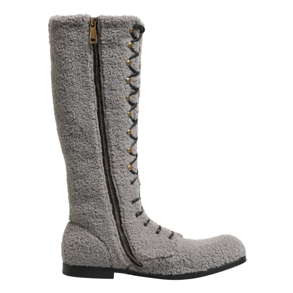Dolce & Gabbana Men's Gray Winter Boots, 10 Uk, Knee-High Boots