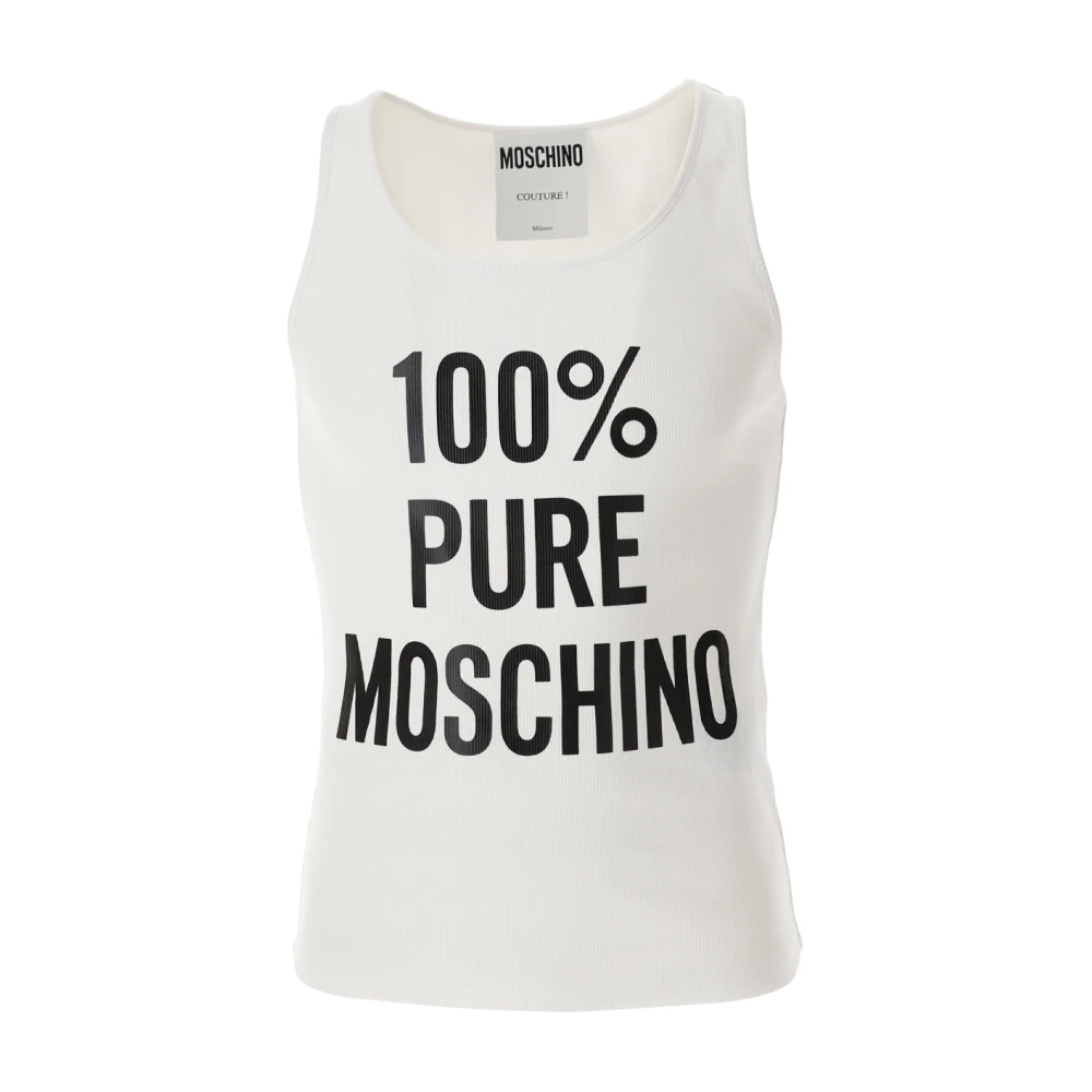 Moschino Geribbelde Tanktop in Wit White Heren