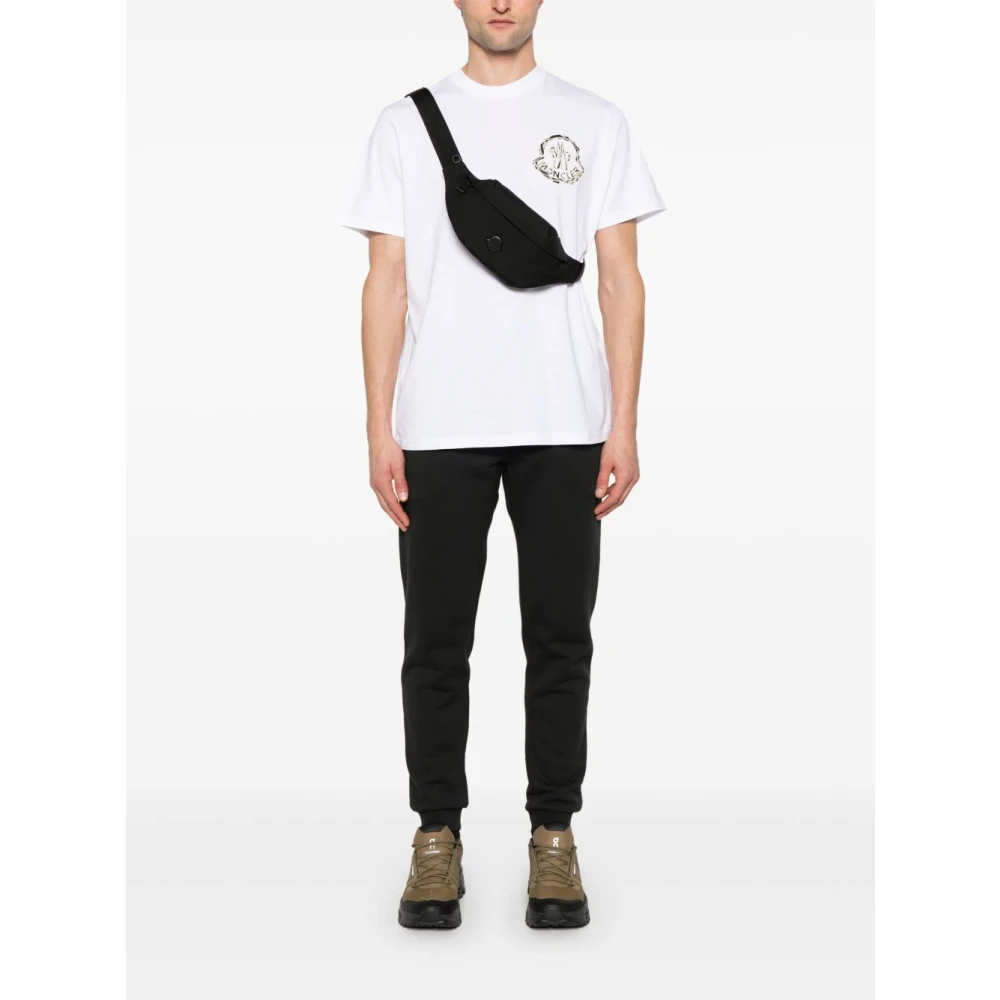 Moncler Wit Logo Patch Crew Neck T-shirt White Heren