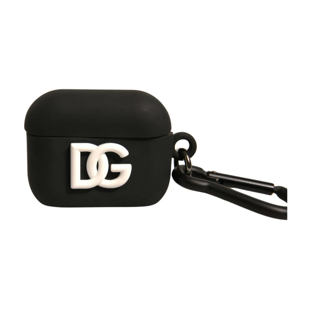 Dolce & Gabbana Luxe Logo In reliëf Airpods Hoesje Black Heren
