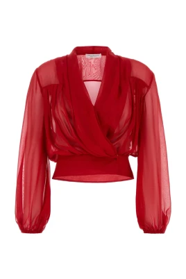 Röd Georgette Blus