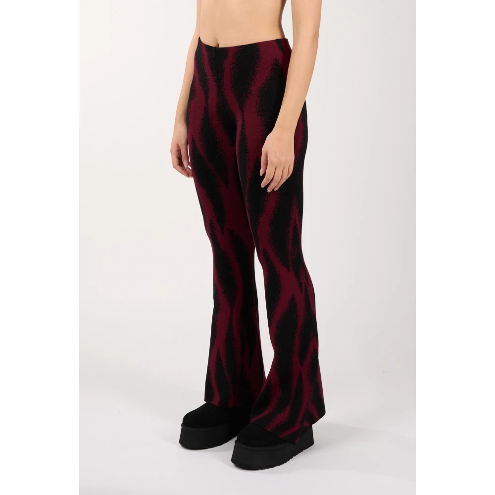 Akep Dierenprint Gebreide Flare Broek Red Dames