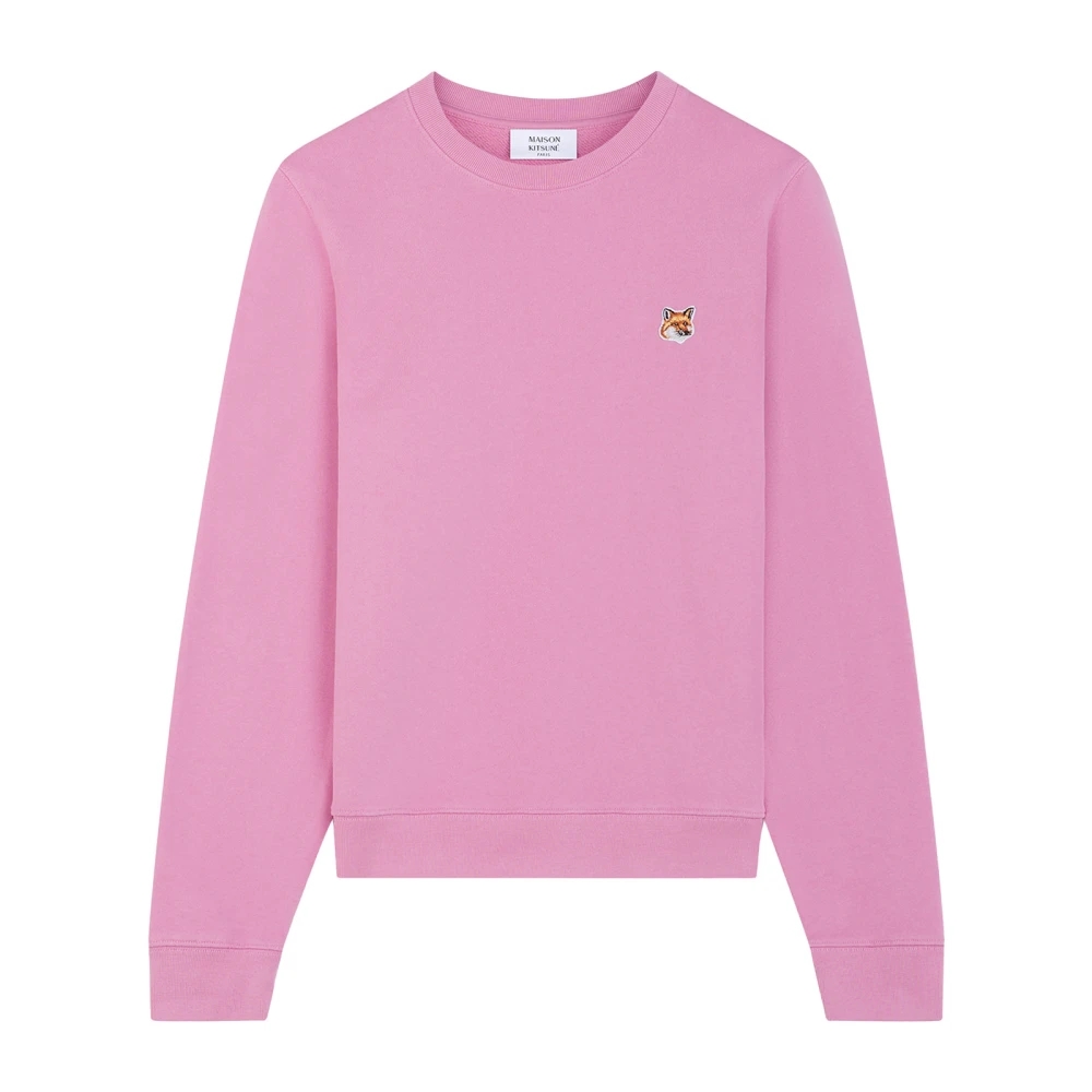 Maison Kitsuné Geborduurd Logo Katoenen Crew Neck Sweatshirt Pink Dames