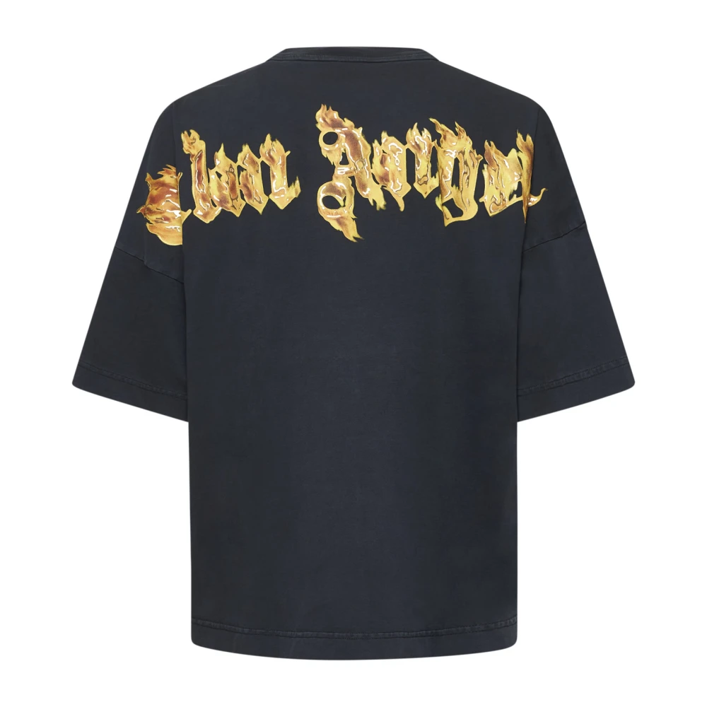 Palm Angels Zwarte Brandende Palm Tee Black Heren
