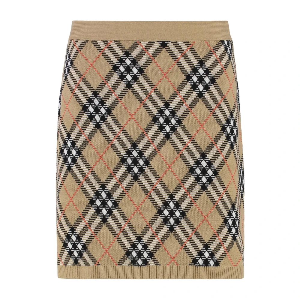 Burberry Vrouw Multicolor Check Knit Mini Skirt