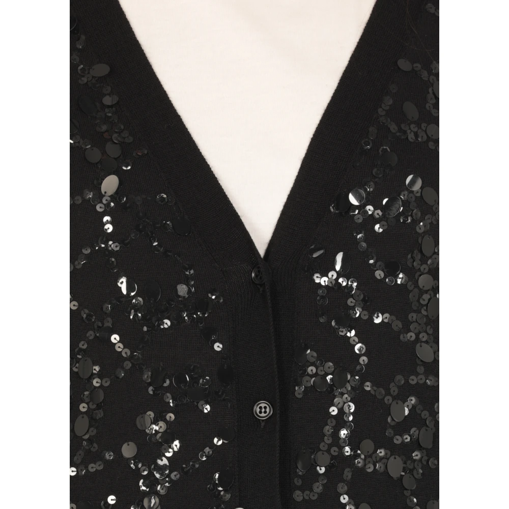 Fabiana Filippi Zwart Wolmix Vest Pailletten Details Black Dames