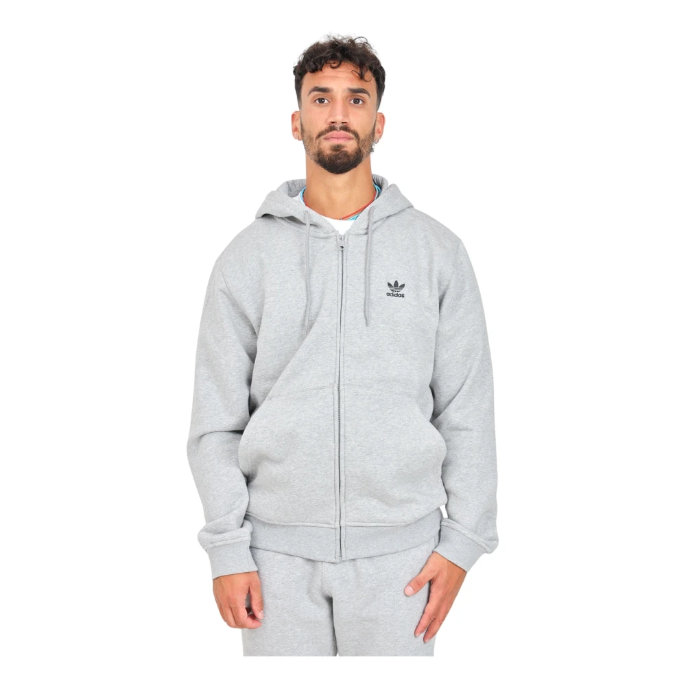 Adidas Originals Zip Hoodie Essentials Grå Sportig Höst Vinter Gray, Herr