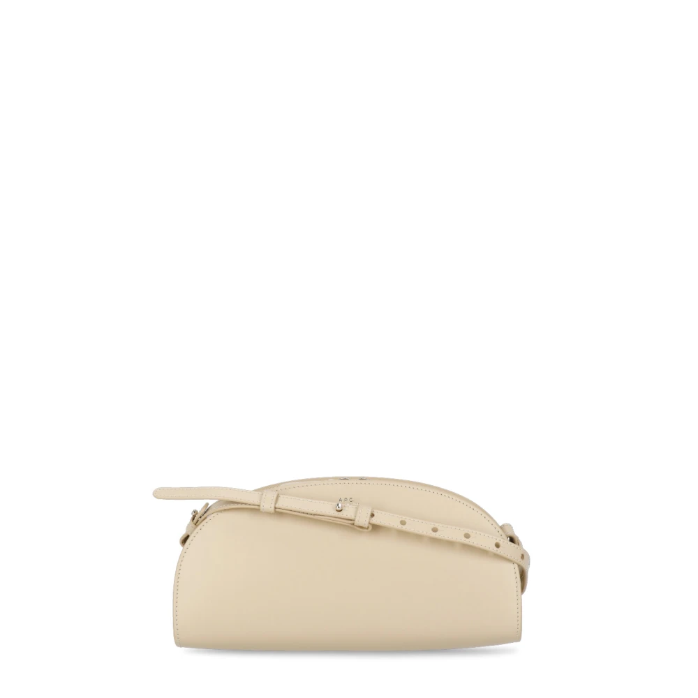 A.p.c. Beige Leren Schoudertas met Gouden Logo Beige Dames