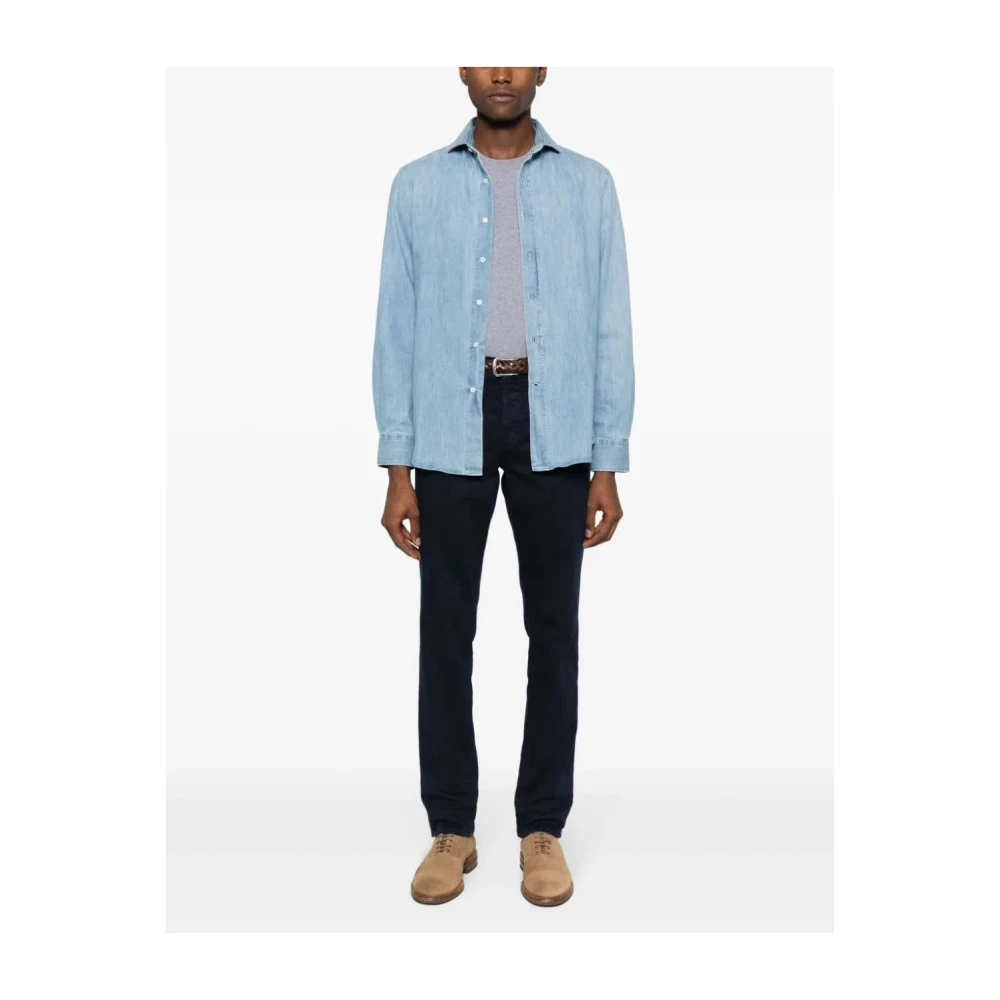 BRUNELLO CUCINELLI Licht Denim Overhemd Blue Heren