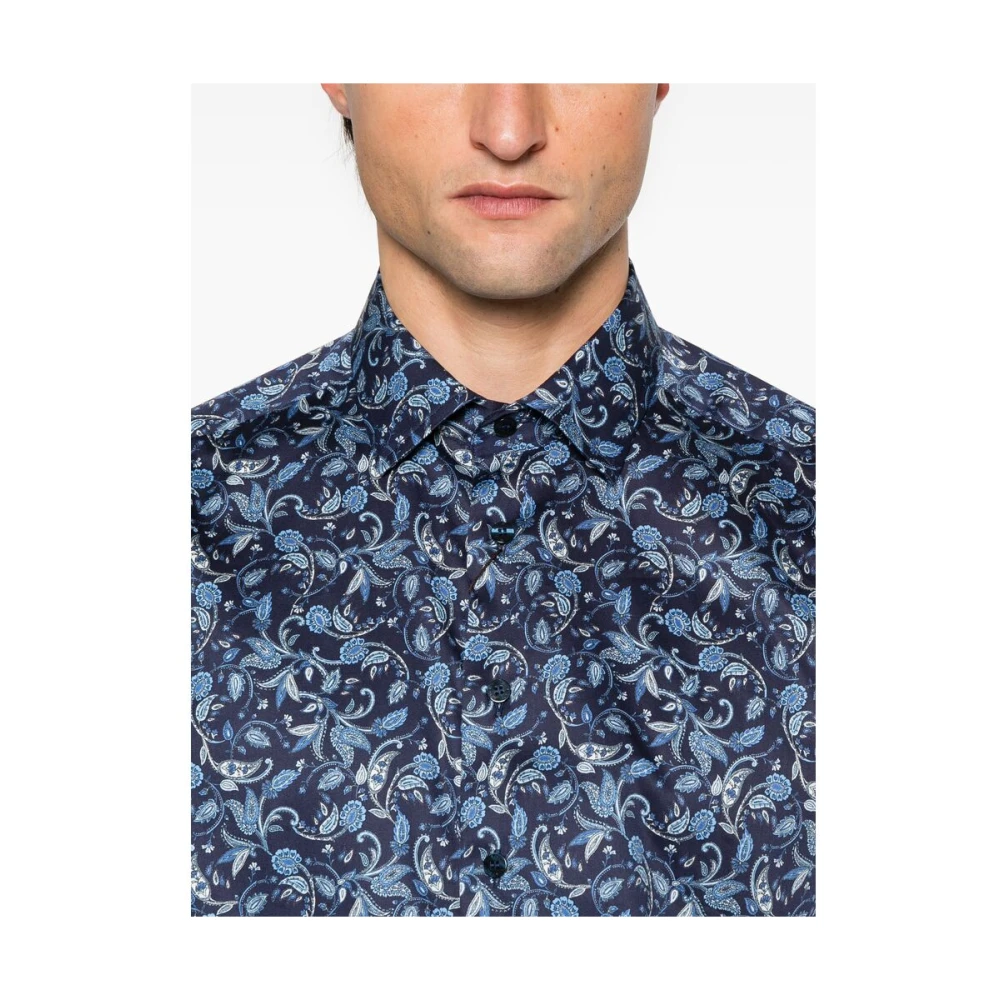 ETRO Navy Blue Button-Up Shirt Blue Heren
