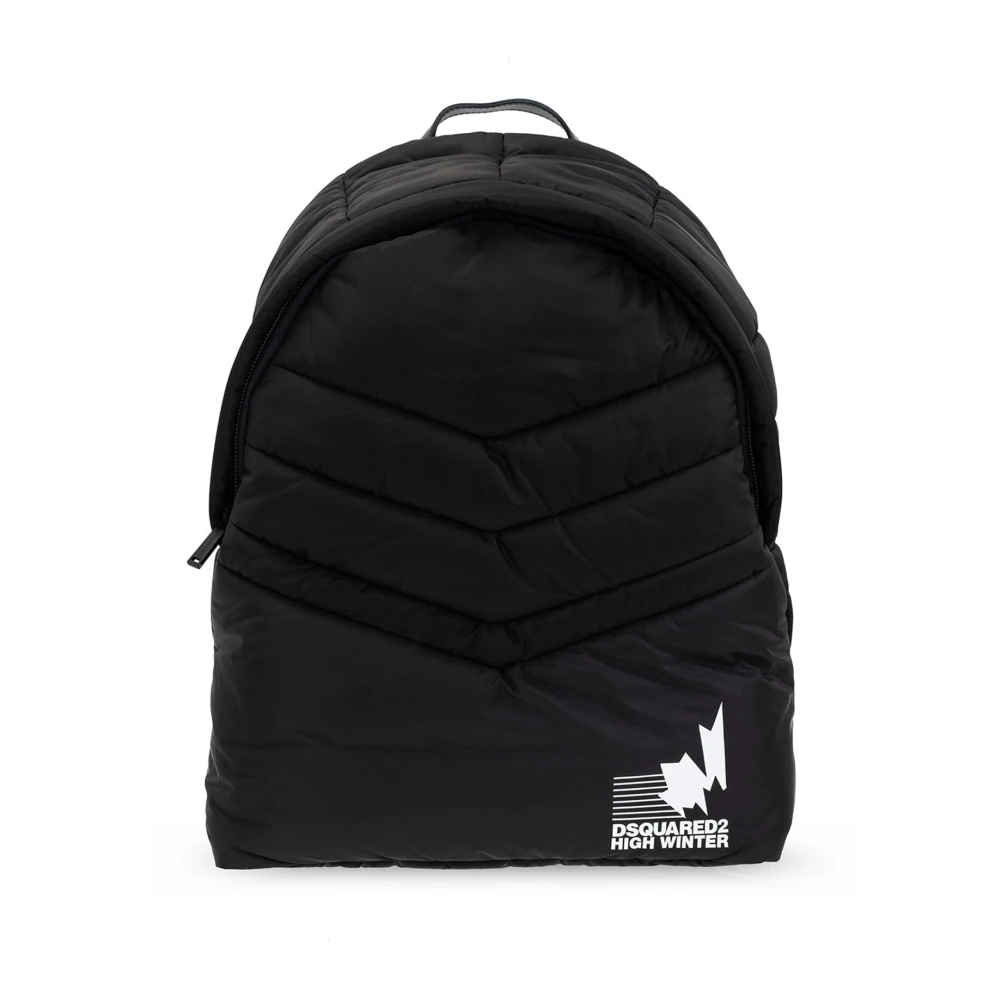 Dsquared2 Men's Black Backpacks, One Size, Stylish Logo Backpack