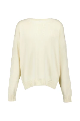 Beige Diagonal-Stripe Stickad Tröja