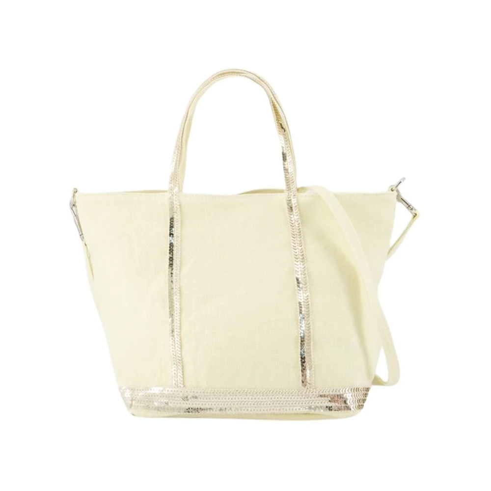 Vanessa Bruno Gele Linnen Shopper Tas Dubbel Draagbaar Yellow Dames
