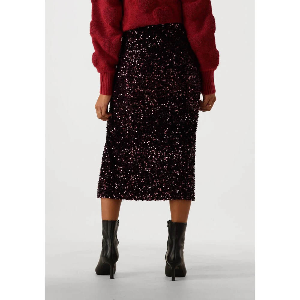 Y.A.S Paarse Pailletten Midi Rok Purple Dames