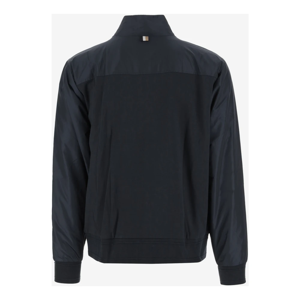 Hugo Boss Logo Katoenmix Jas Marineblauw Blue Heren