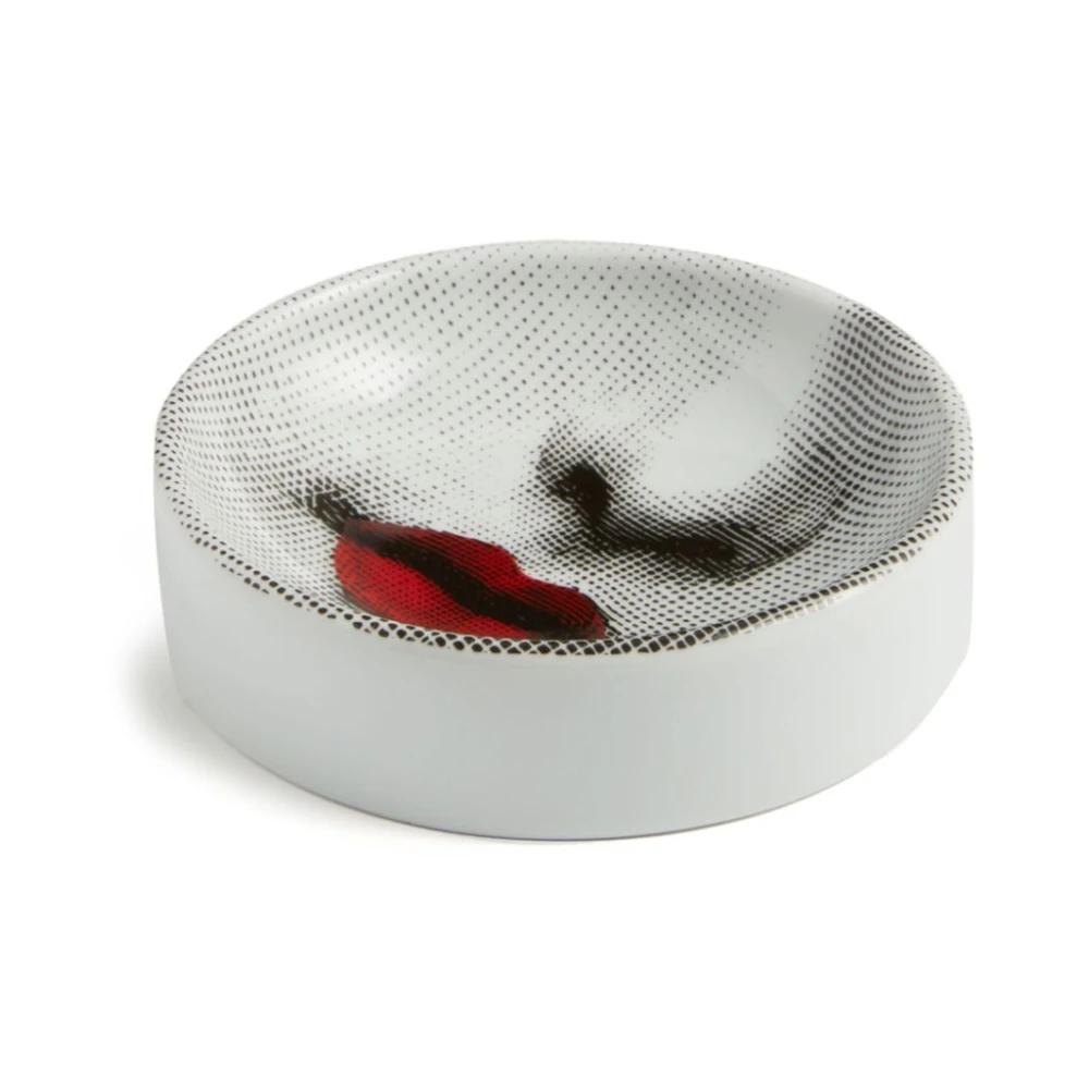 Fornasetti Zwart Rode Lippen Asbak Dienblad White Dames