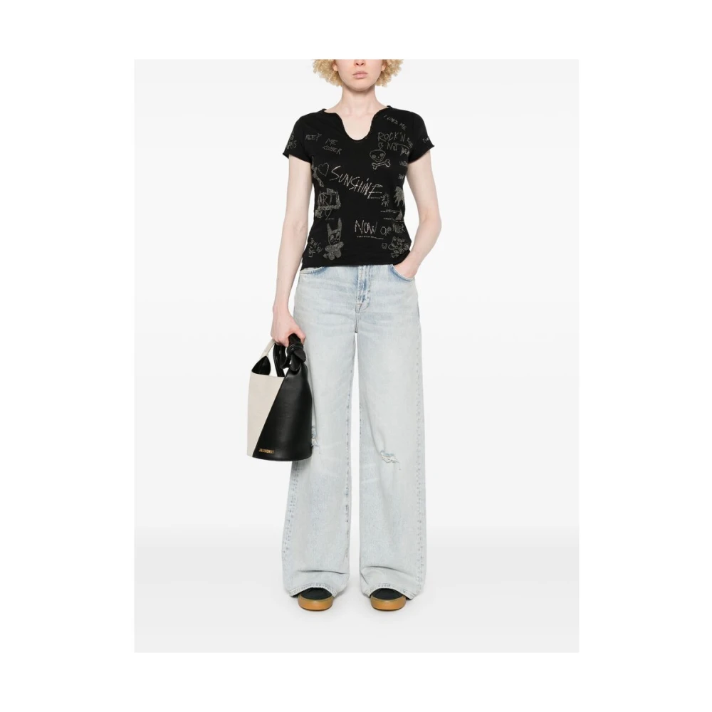 Zadig & Voltaire Zwart T-shirt met zijsplitten Black Dames