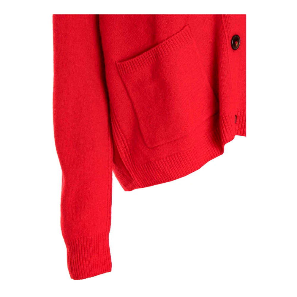 closed Merino Wol Vest met V-hals Red Dames