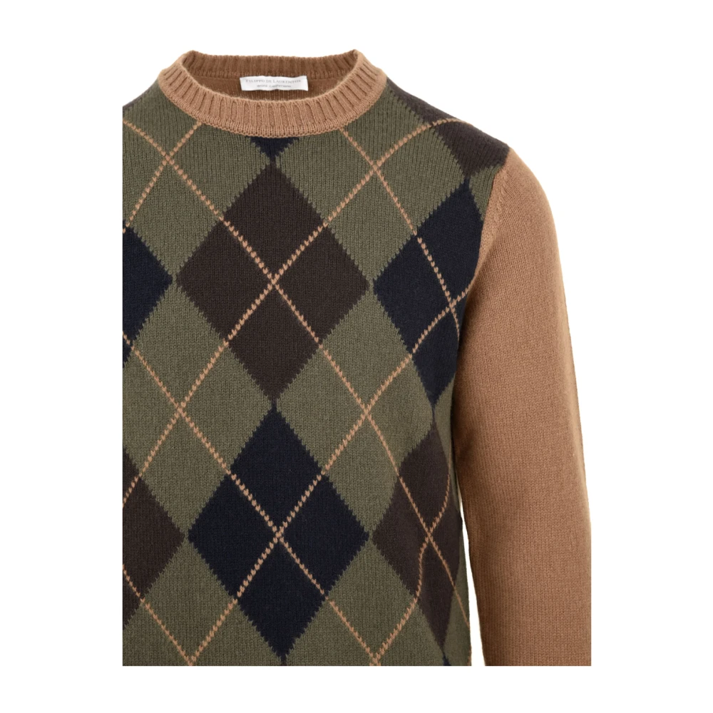 Filippo De Laurentiis Diamant Groene Sweaters Multicolor Heren