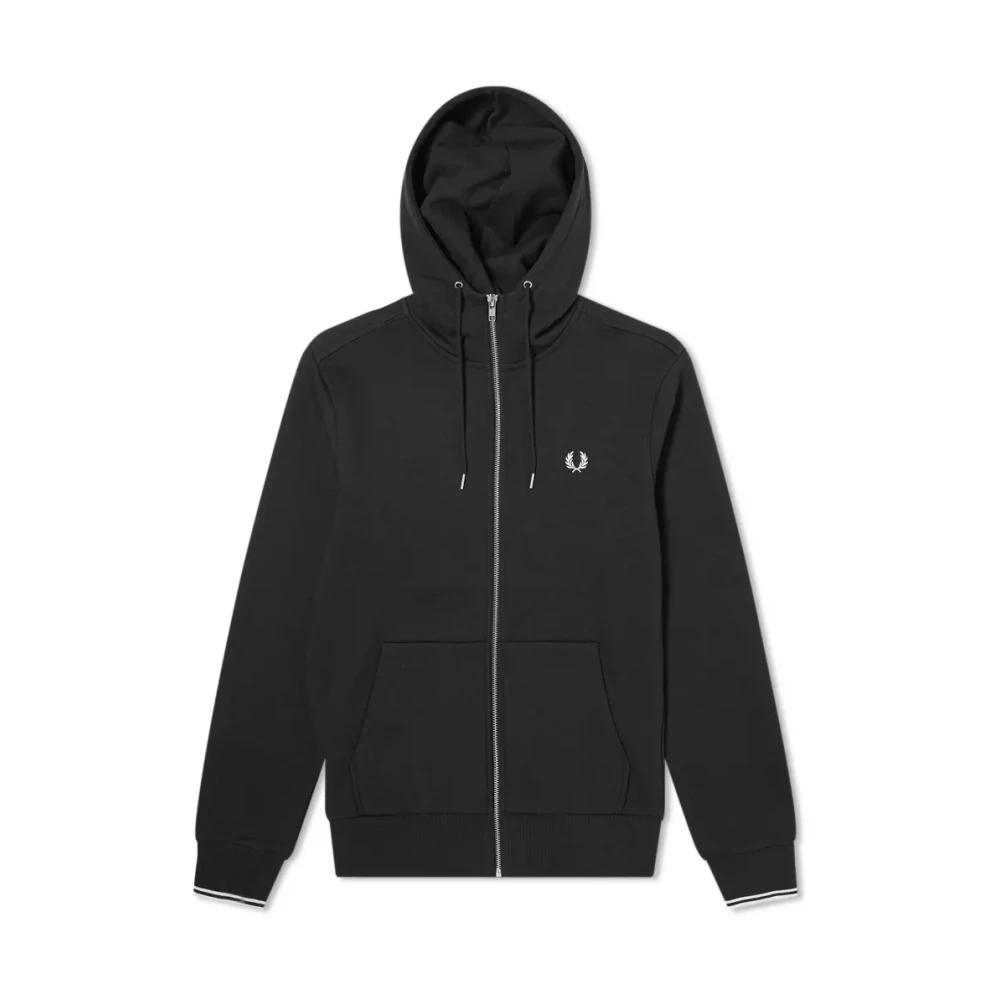 Fred Perry Uomo Nero - Felpa Nera Con Zip E Cappuccio - Immagine 6