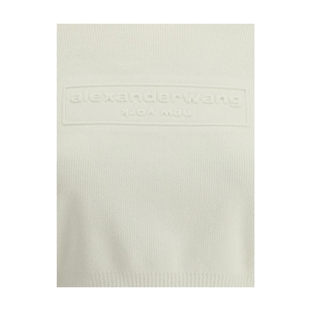 alexander wang Geborduurd Monogram Crop T-shirt Beige Dames