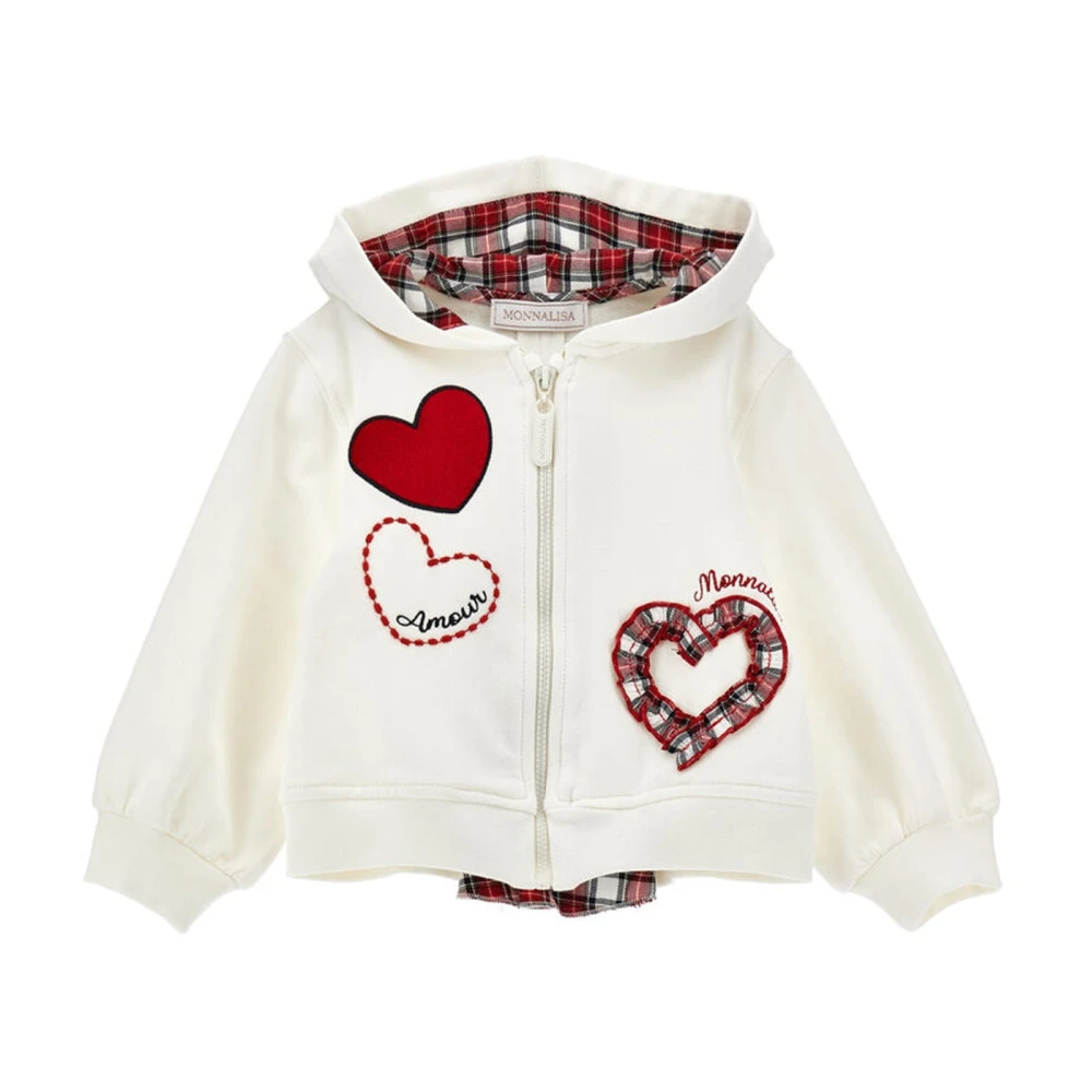 Monnalisa Boys White Hooded Cotton Sweatshirt - Kids Sweatshirts - 9 M - Kids