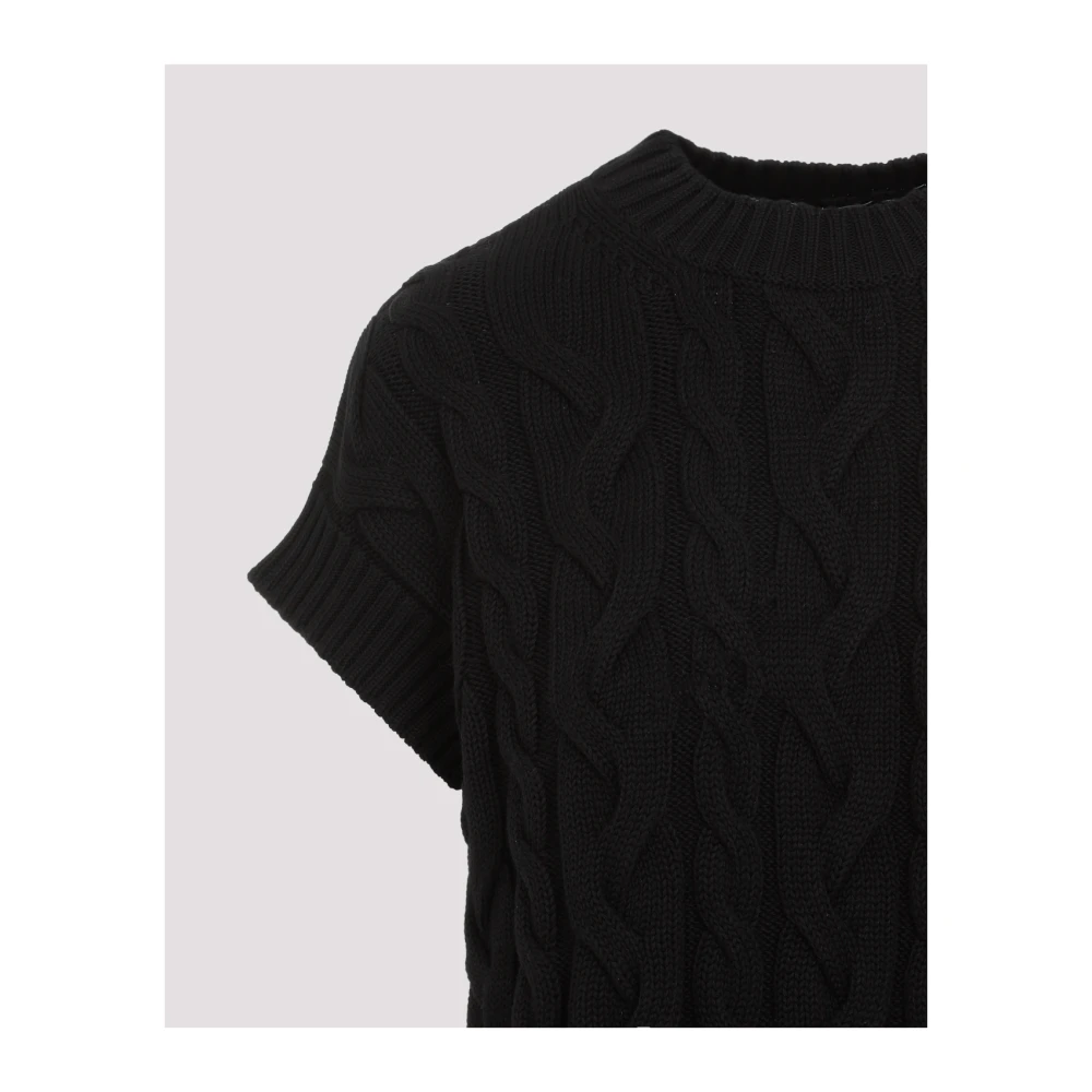 Max Mara Zwart Cable-Knit Gilet Black Dames