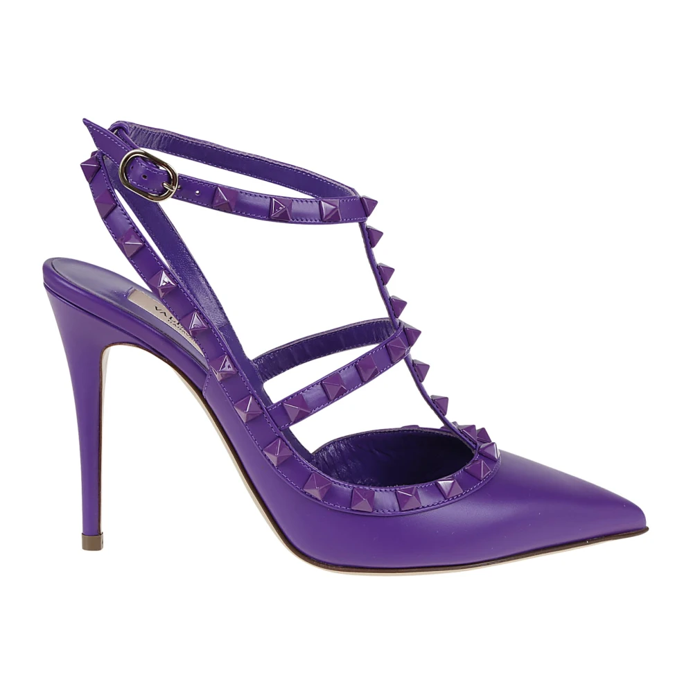 Valentino Garavani Elektrisk Violett Rockstud Högklackade Sandaler Purple, Dam
