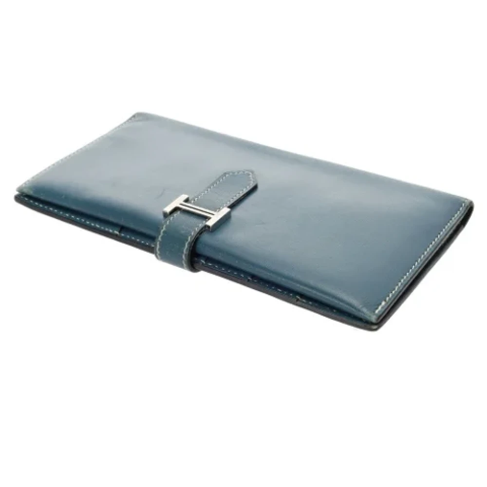 Hermès Vintage Pre-owned Leather wallets Blue Dames
