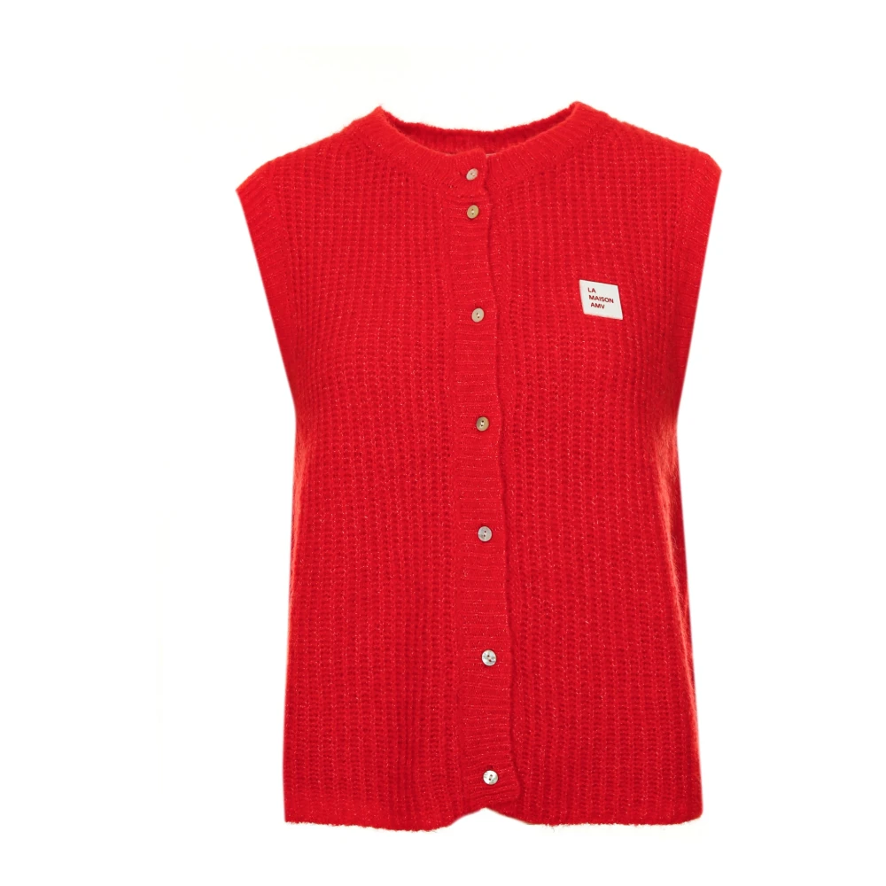 American vintage Gebreide knooptrui Red Dames