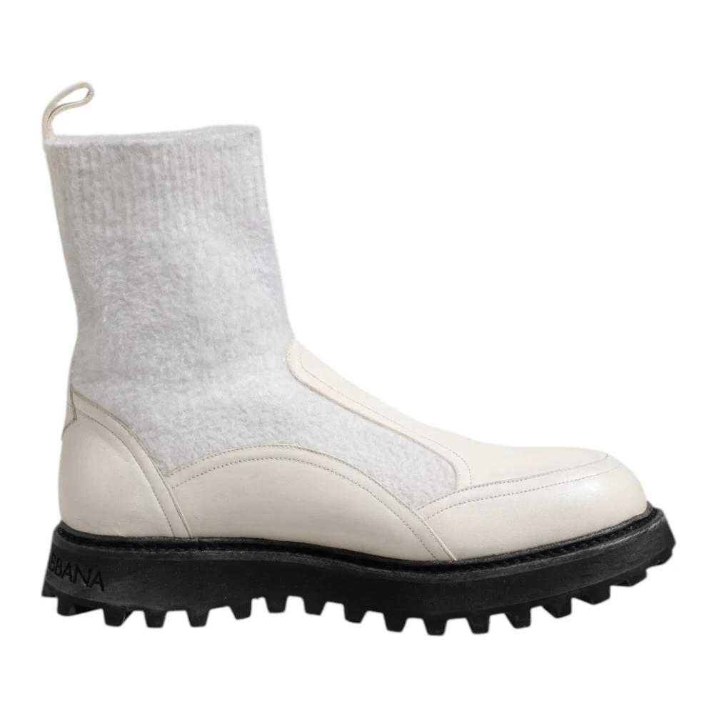 Dolce & Gabbana Men's White Mid Calf Boots