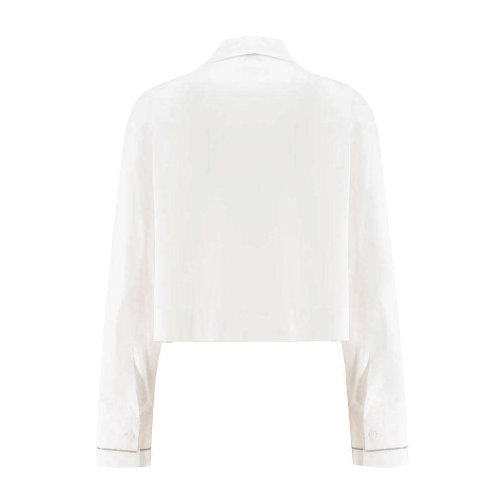 PESERICO Shirt met juweeldetails en slim fit White Dames