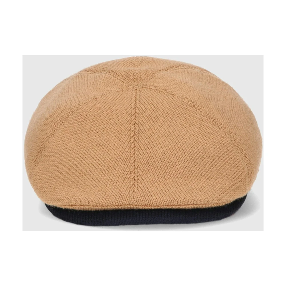 Borsalino Tweekleurige Wol Flat Beret Brown Unisex