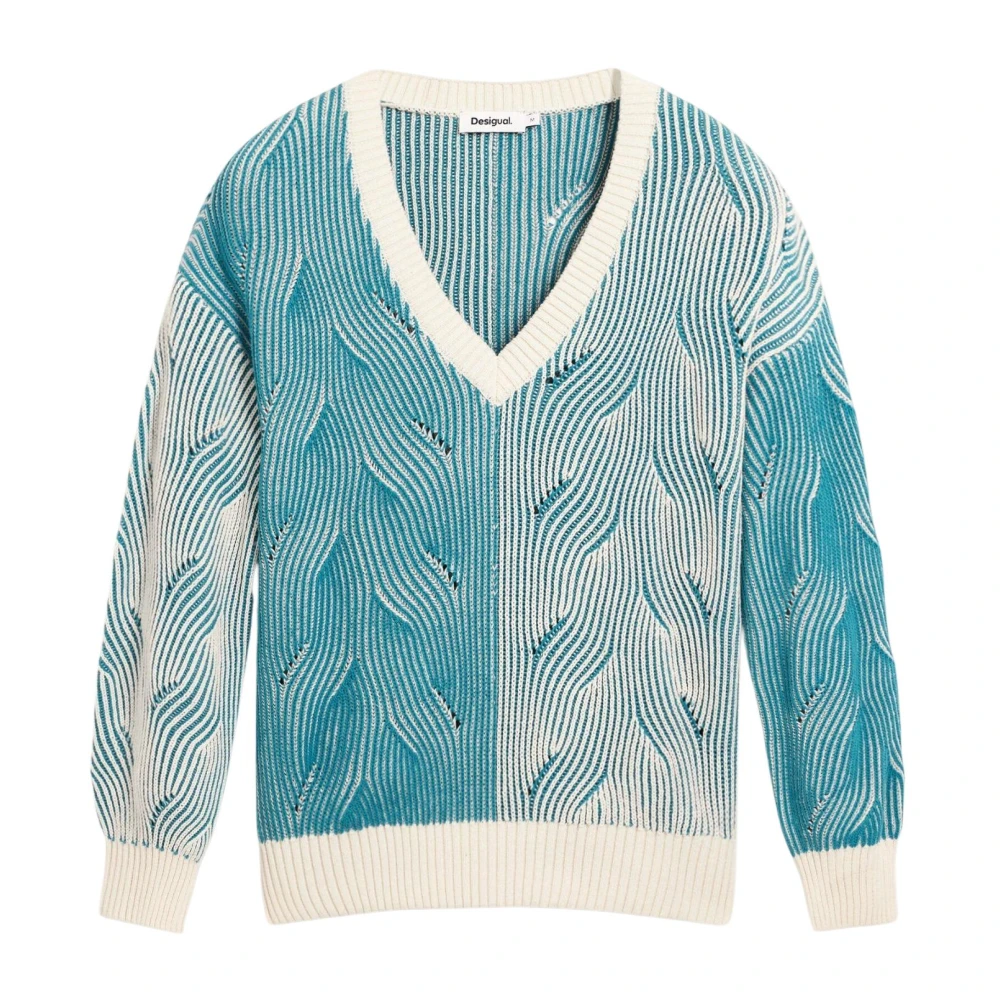 Desigual Women's Multicolor V-Neck Knitwear, Xl, Jers_bristol Knit Jumper