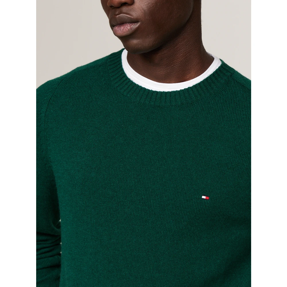 Tommy Hilfiger Groene Trui Lamswol Ronde Hals Stijl Green Heren