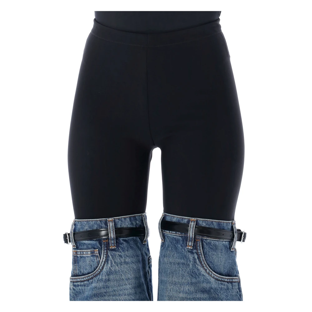 Coperni Hybride Denim Leggings Zwart Blauw Blue Dames