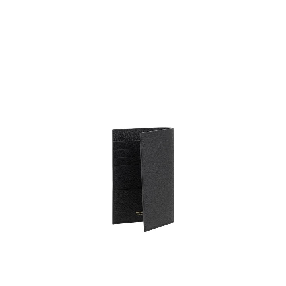 Salvatore Ferragamo Leren Documentenmap met Gancini Plaque Black Heren